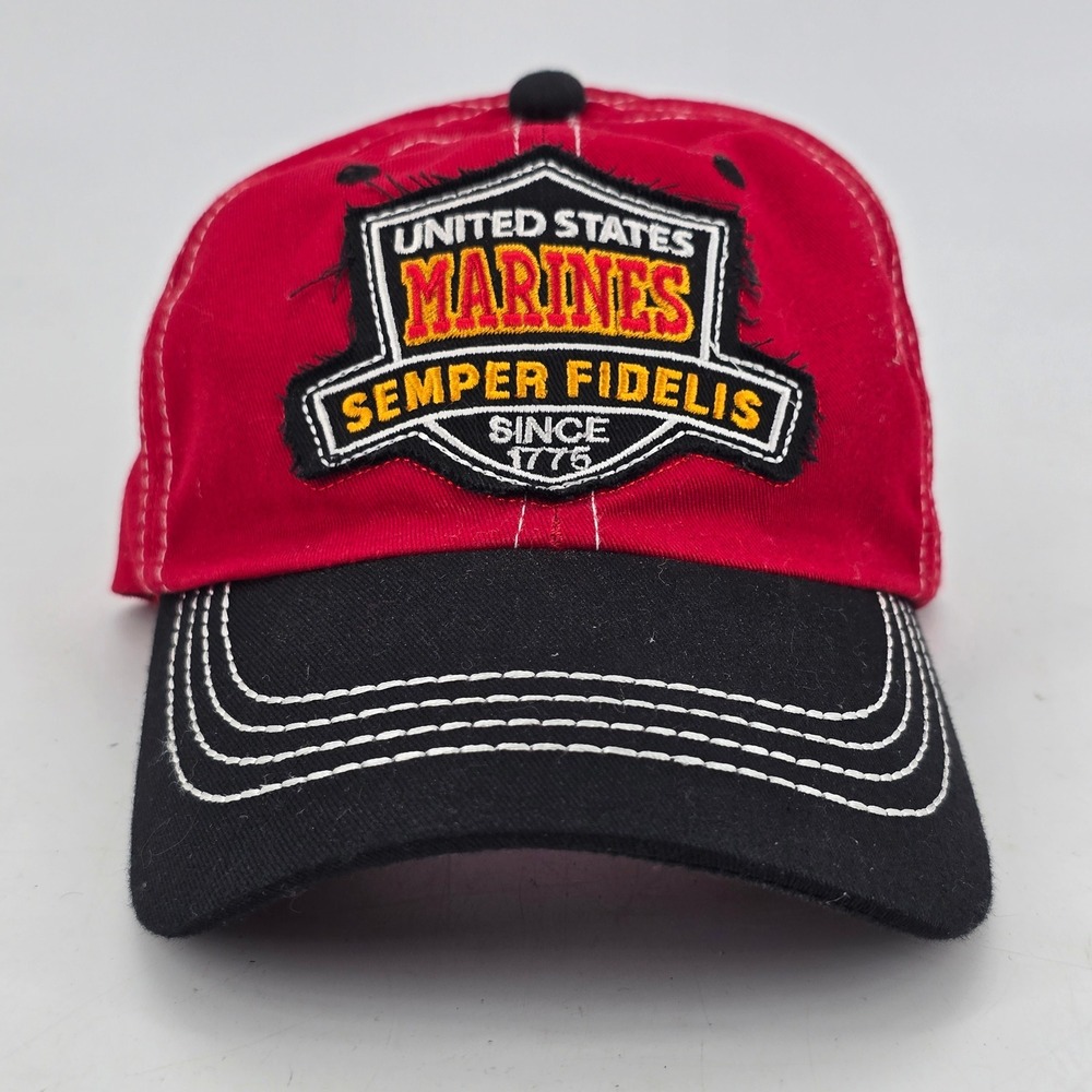 CSI US Marines Hat Mens OSFM Ball Cap Red Black Semper Fidelis Since 1775